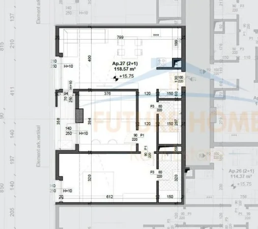 Tirane, shes apartament 2+1+Ballkon Kati 4, 119 m² 169.555 € (Meis Garden)