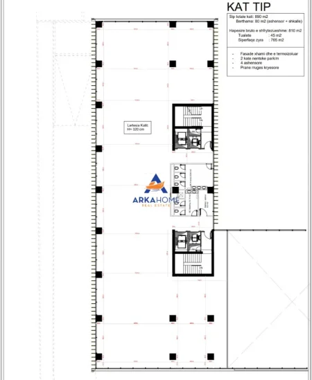 Tirane, jepet me qera zyre Kati 2, 890 m² 8900 €
