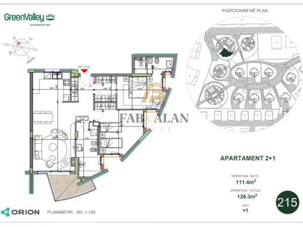 Tirane, shitet apartament 2+1+Ballkon Kati 1, 126 m² 383.000 € 