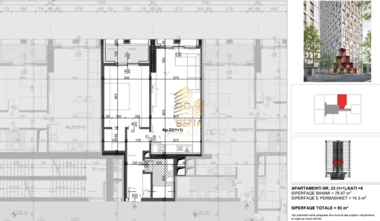 Tirane, shitet apartament 1+1+Ballkon Kati 6, 93 m² 214.000 € (Xhamlliku)