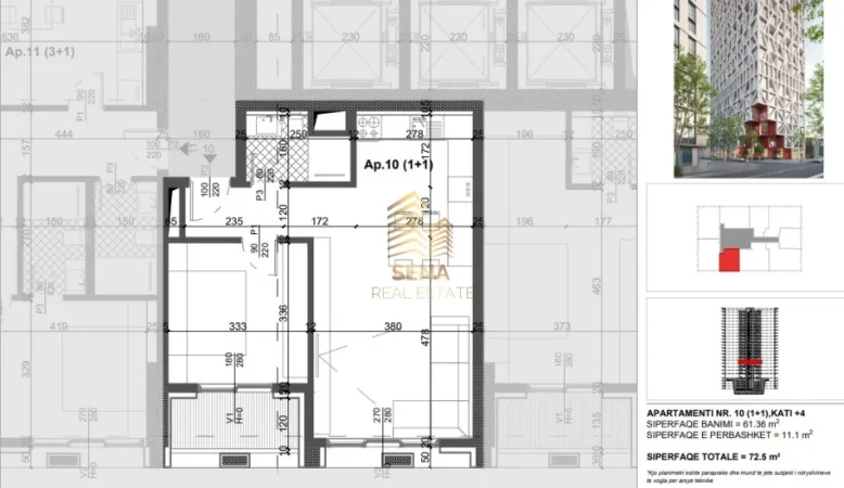 Tirane, shitet apartament 1+1+Ballkon Kati 4, 72 m² 166.800 € (Xhamllik, Filigree Tower)