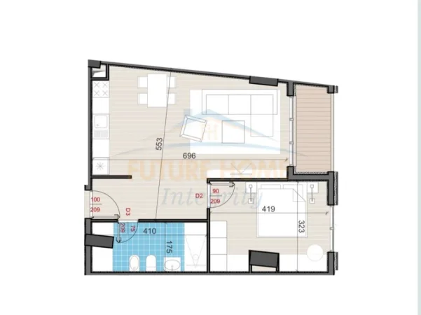 shitet apartament 1+1+Ballkon Kati 3, 74 m² (OKAZION)