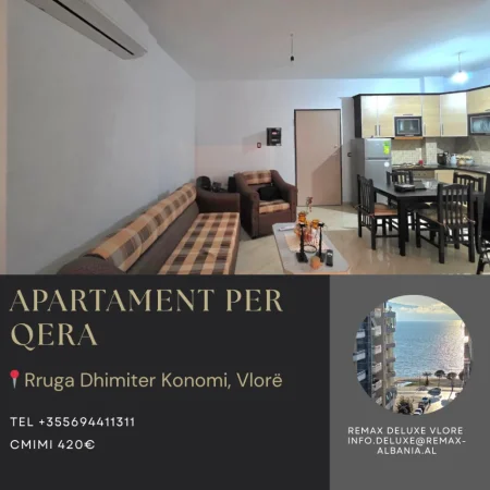 Vlore - Lungomare, jepet me qera apartament 1+1 Kati 6, 72 m² 420 € (Lungomare, pas Bar Hannover, Vlore)