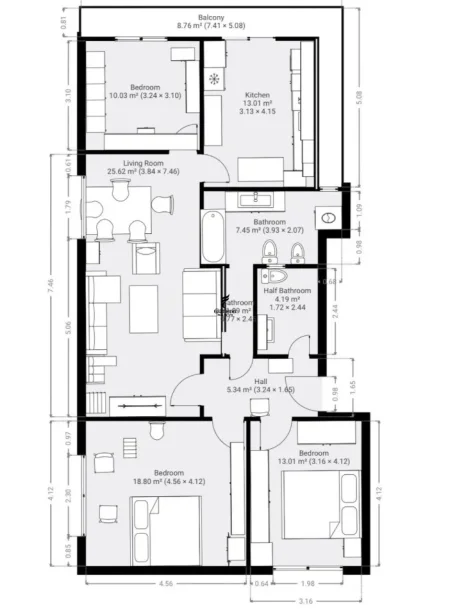 Tirane, shitet apartament 3+1 Kati 3, 150 m² 300.000 € (RRUGA E DURRESIT)