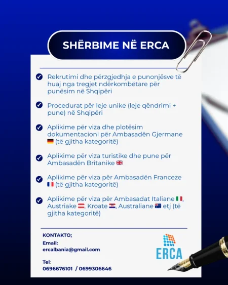 Sherbime ne ERCA - Zgjidhje të avancuara për rekrutim ndërkombëtar dhe aplikime për viza, të gjitha në një vend