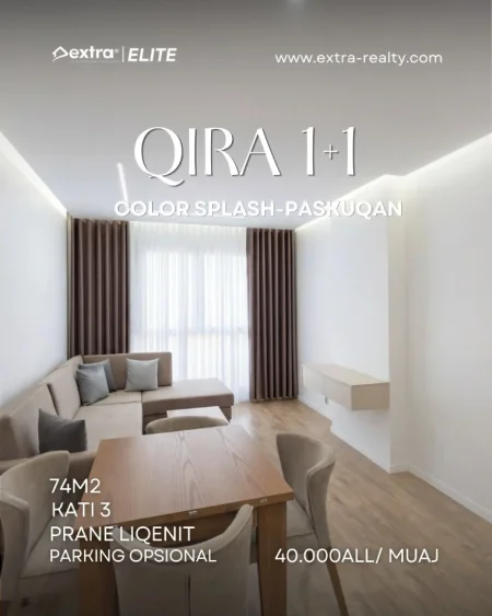 Tirane, jepet me qera apartament 1+1+Ballkon , 74 m² 400 € (Color Splash Paskuqan)