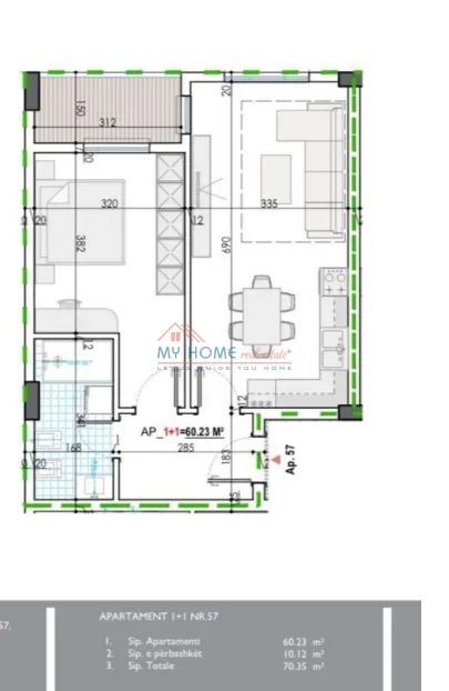 Tirane, shitet apartament 1+1+Ballkon Kati 5, 70 m² 60.000 € (Rruga Teuta)