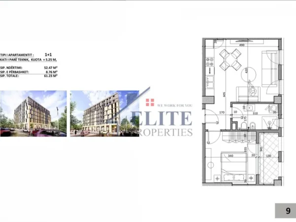Tirane, shitet apartament 1+1+Ballkon Kati 1, 61 m² 55.100 € (Kamez)