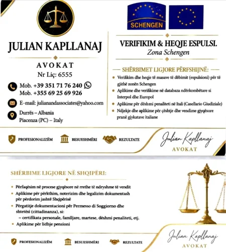 Verifikim&Fshirje Espulsi Schengen.Aplikime Interpol&Europol.Deshmi Penaliteti Italiane.Terheqje vendimesh te Gjykatave te ndryshme Italiane