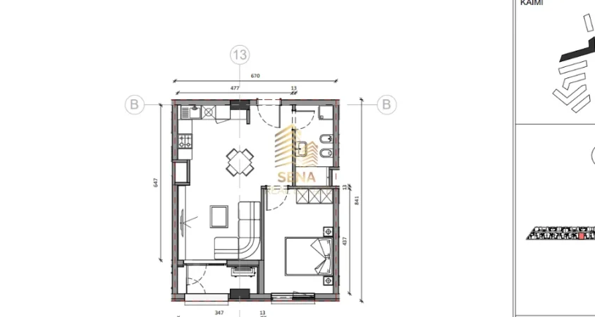 Tirane, shitet apartament 1+1+Ballkon Kati 4, 63 m² 122.000 € (Ali Demi, Rezidenca Kaimi)