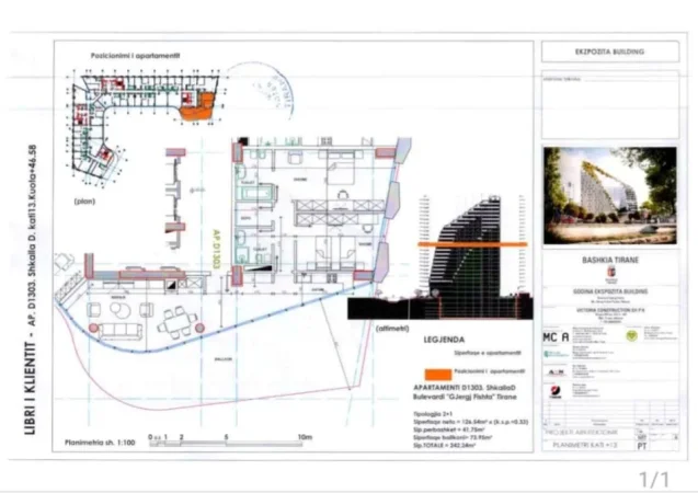 Tirane, shes apartament 2+1 Kati 13, 256 m² 718.427 € (Bulevardi Gjergj Fishta)