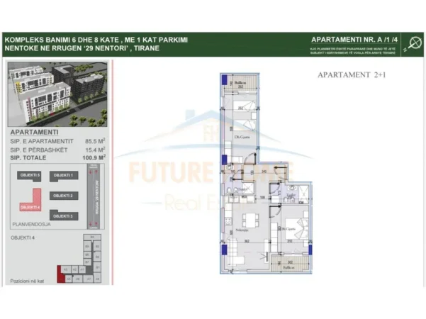 Tirane, shitet apartament 2+1 Kati 1, 101 m² 145.000 € (ISH DOGANA)