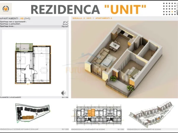 Tirane, shitet apartament 1+1+Ballkon Kati 2, 73 m² 137.520 € (Farke)