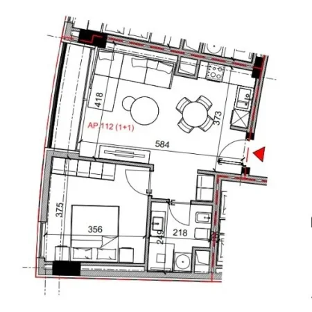 Tirane, shitet apartament 1+1 Kati 1, 165.360 € (Rruga Bardhyl)