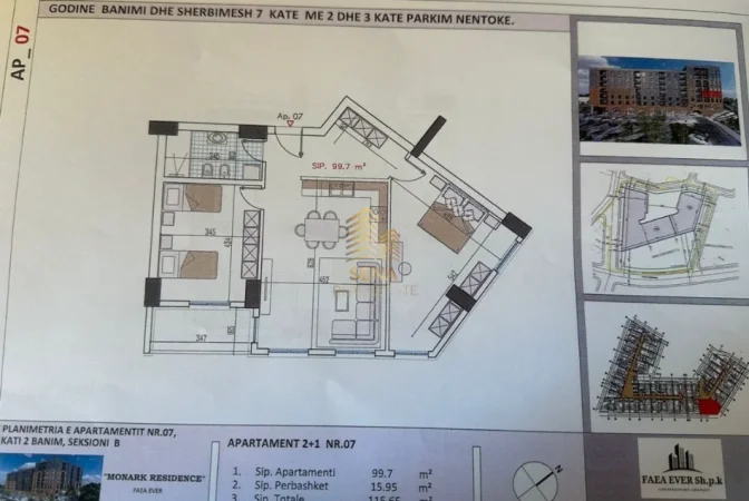 Tirane, shitet apartament 2+1+Ballkon Kati 2, 115 m² 123.000 € (Monark Rezidence)