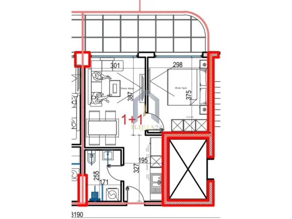 Shengjin, shitet apartament 1+1+Ballkon Kati 8, 61 m² 109.800 € (Apartament 1+1 per shitje ne Shengjin Buze Detit)