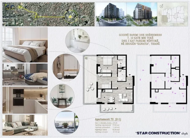 Tirane, shitet apartament 2+1 Kati 7, 93 m² 200.000 € (Don Bosko)