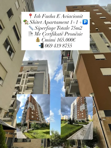 Tirane, shitet apartament 1+1+Post Parking 🅿️ , 75 m² 165.000 € (Fusha Aviacionit)