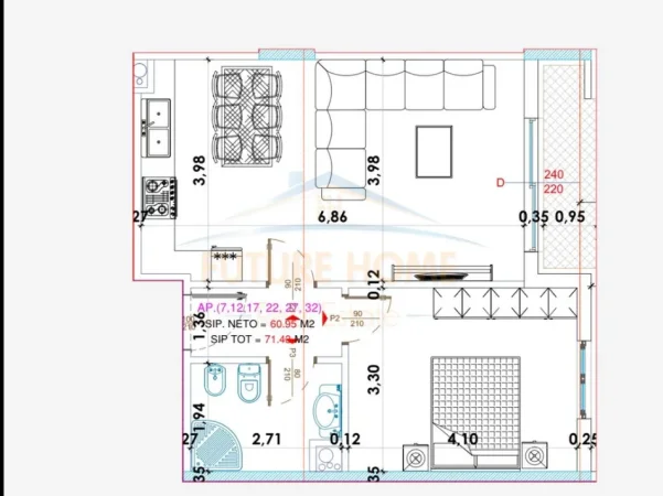 Tirane, shitet apartament 1+1 Kati 2, 71 m² 107.000 € (YZBERISHT)