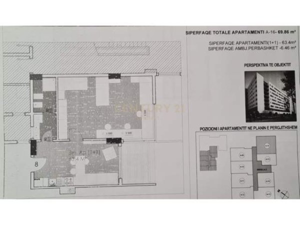 Tirane, shes apartament 1+1, Kati 2, 70 m² 69.800 Euro (CASA ITALIA)