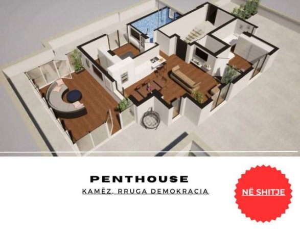 Tirane, shitet Penthouse Kati 8, 370 m² 165.000 Euro ne Kamez . Rruga Demokracia