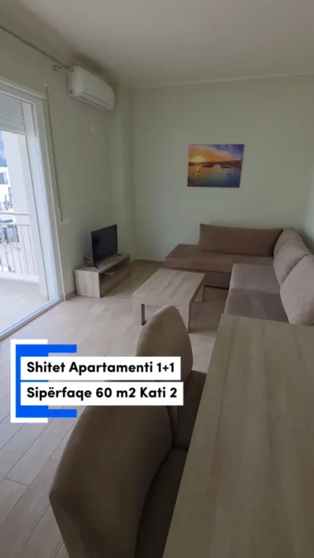 Shengjin, shitet apartament 1+1+Ballkon Kati 2, 60 m² 