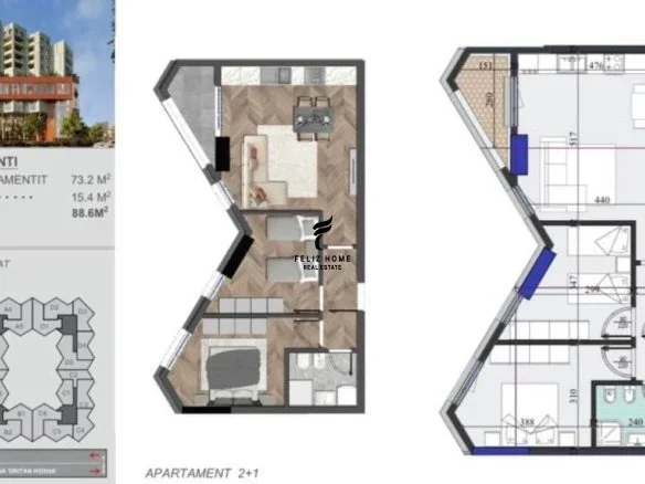 Tirane, shitet apartament 2+1 Kati 4, 88 m² 165.000 € (ZOGU I ZI)