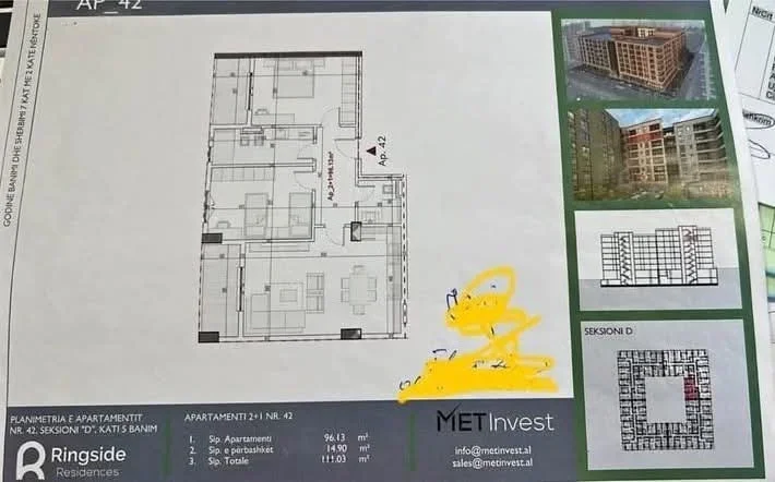Tirane, shitet nga Pronari, pa-komision apartament 2+1+Aneks+Ballkon Kati 7, 111 m² 136.500 € (Ring side, paskuqan)