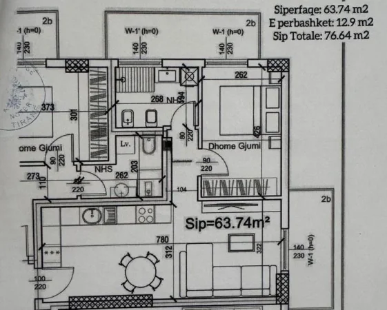Tirane, shitet apartament 1+1 Kati 2, 76 m² (tirana porta e re)