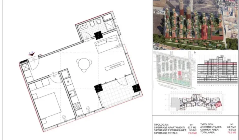 Tirane, shitet apartament 1+1 Kati 3, 84 m² 84.000 € (Astir River Park Residence)