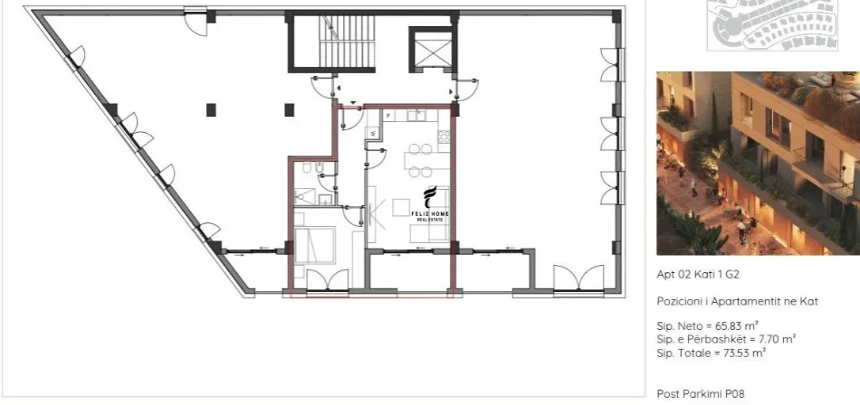 Dhermi - Palase, shitet apartament 1+1 Kati 1, 73 m² 198.500 € (PALASE)