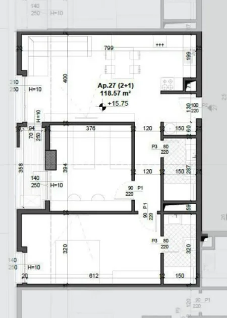 Tirane, shitet apartament 2+1 Kati 5, 118 m² 172.000 € 