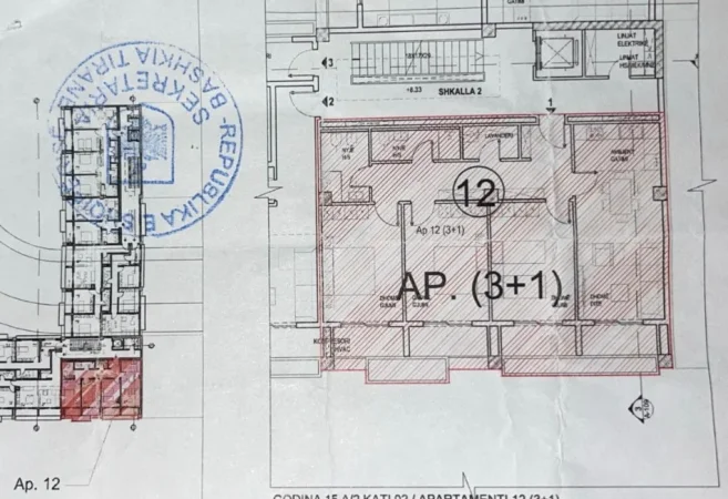 Tirane, shitet apartament 3+1 Kati 6, 126 m² 200.000 € (rruga 5 maj)