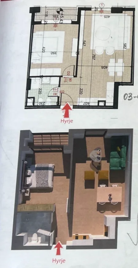 Tirane, shitet apartament 1+1 Kati 3, 70 m² 110.000 € (PORCELAN)