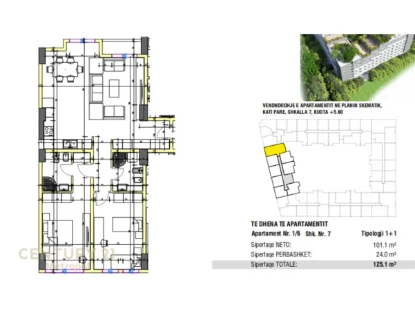 Tirane, shitet apartament 2+1+Ballkon Kati 2, 125 m² 206.500 €