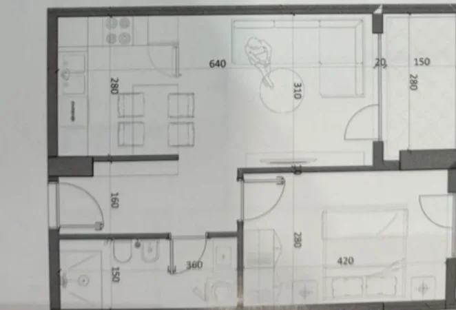 Tirane, shes apartament 1+1 Kati 6, 59 m² 54.000 € 