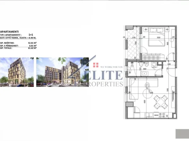 Tirane, shitet apartament 1+1+Ballkon Kati 2, 62 m² 55.458 € (Bulevardi Donald Trump)
