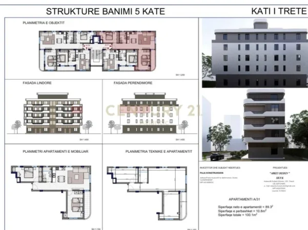 Durres, shitet apartament 1+1 Kati 3, 100 m² 165.000 € 