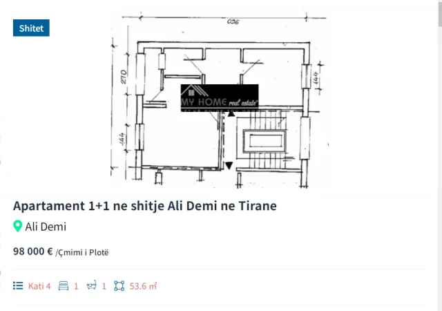 Tirane, shitet apartament 1+1+Aneks+Ballkon Kati 4, (Ali Demi)