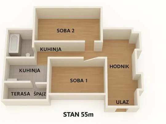 Prishtine, shitet apartament 2+1+Ballkon Kati 0, 55 m² 72.000 € (Vllezerit Gervalla)