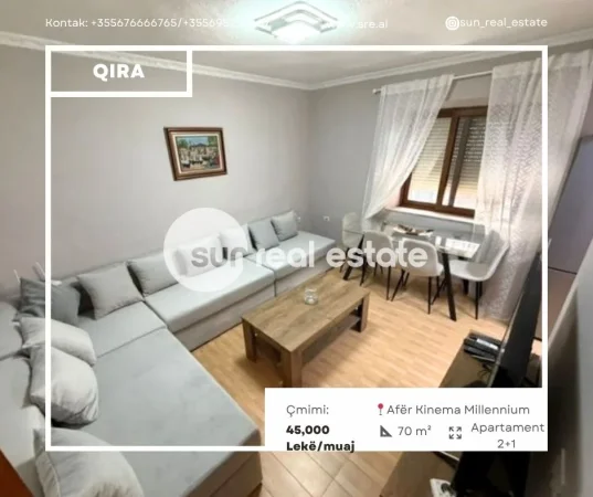 Shkoder, jepet me qera apartament 2+1+Ballkon Kati 2, 70 m² (QENDER)
