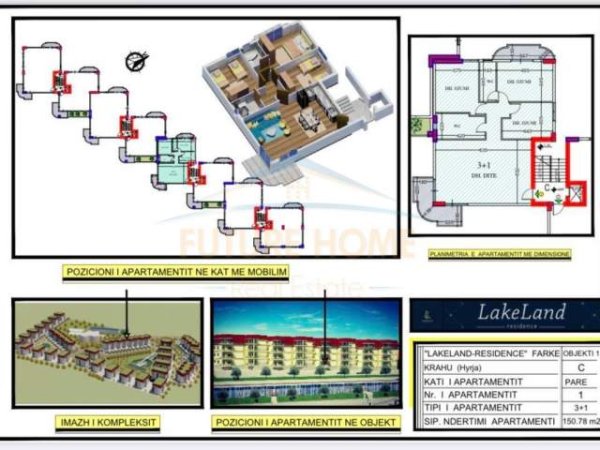 Tirane, shitet apartament Kati 1, 151 m² 226.200 Euro (Residenca LakeLand, Farkë)