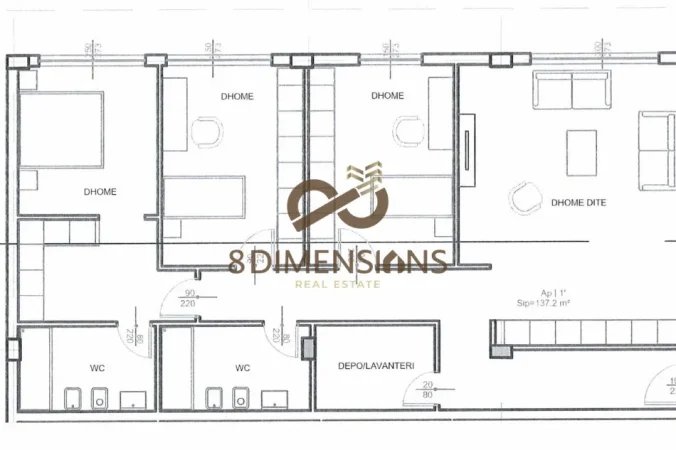 Tirane, shitet apartament 3+1+Ballkon , 153 m² 191.000 € (farke)