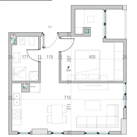 Golem, shitet apartament 1+1 Kati 4, 64 m² 107.000 € (GOLEM)