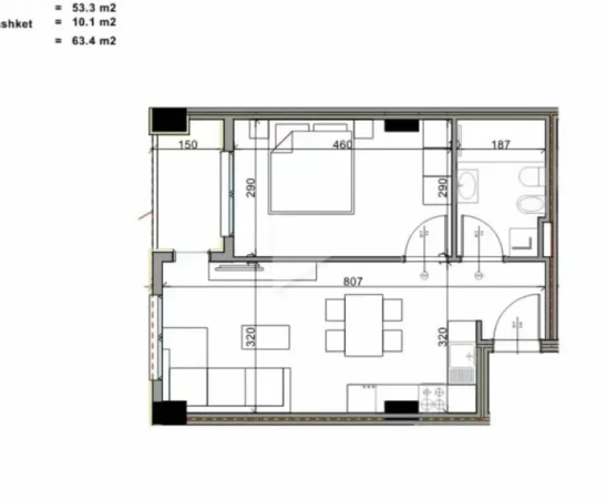 Tirane, shitet apartament 1+1+Ballkon Kati 2, 64 m² 83.000 € (ALUNA, PASKUQAN)