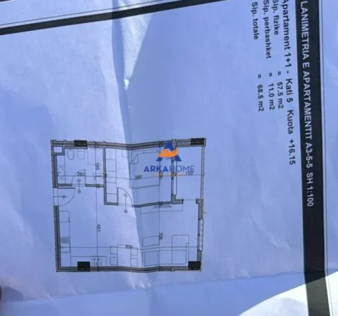 Tirane, shitet apartament 1+1+Ballkon Kati 5, 68 m² 82.200 € 