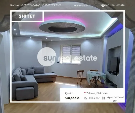 Shkoder, shitet apartament 2+1 Kati 7, 107 m² 160.000 € (ZDRALE)