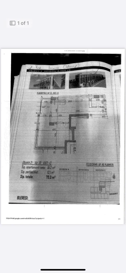 Durres, shitet apartament 1+1+Aneks Kati 3, 73 m² 87.960 € (Golem)
