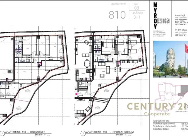 Tirane, shes apartament+verande | Penthouse 3+1+Aneks+Ballkon Kati 8, 221 m² (TIRANA ROCK)