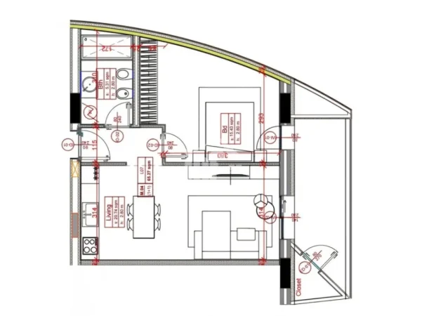 Tirane, shitet apartament 1+1 Kati 8, 77 m² (TEK PARKU “OLIMPIK”, PALLATI “ALTANA”)